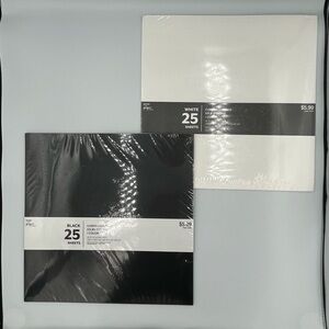 The Paper Studio - 25 Sheets Black CardStock - 25 Sheets White Cardstock - New
